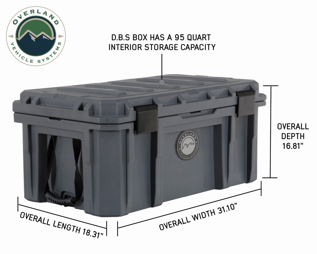 D.B.S. - Dark Grey 95 QT Dry Box with Wheels, Drain, and Bottle Opener
