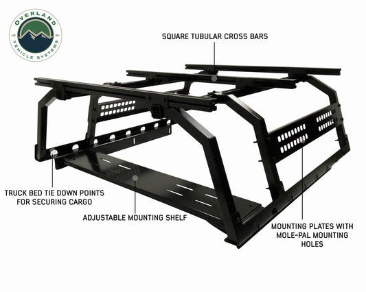 Discovery Rack with Side Cargo Plates, With Front Cargo Tray System Kit Mid Size Truck Short Bed Application