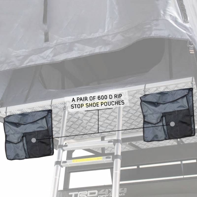 Nomadic 4 Extended Roof Top Tent - Dark Gray Base With Green Rain Fly & Black Cover, Black Aluminum Base, Black Ladder