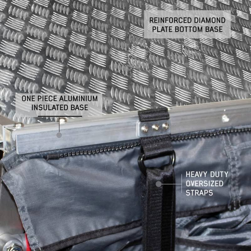 Nomadic 4 Extended Roof Top Tent - Dark Gray Base With Green Rain Fly & Black Cover, Black Aluminum Base, Black Ladder